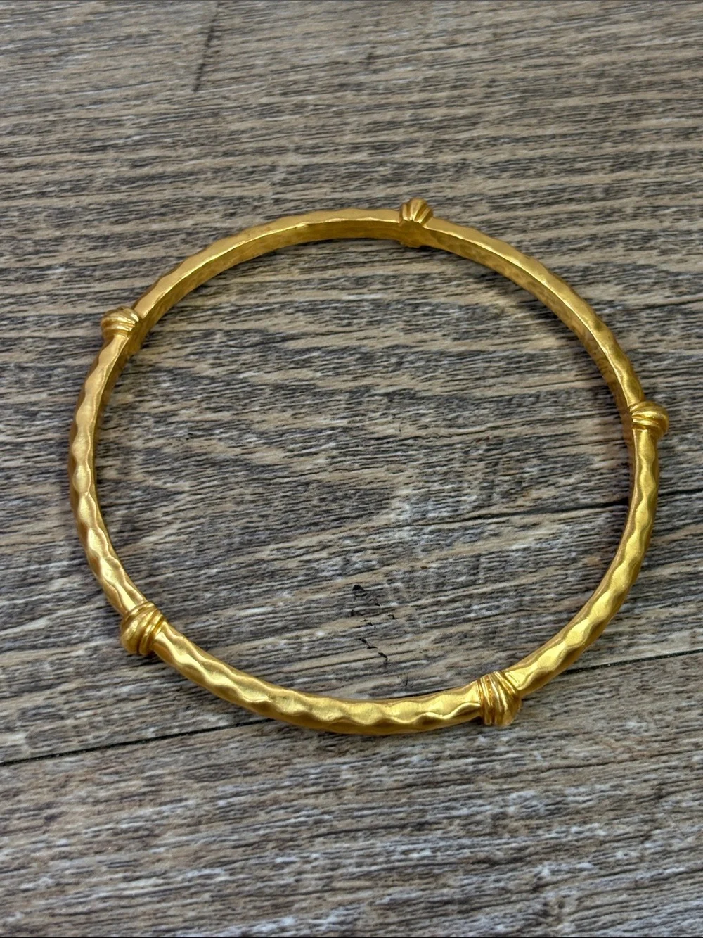 Julie Vos Gold Bamboo Bangle Bracelet Designer Jewelry w/ Box & Pouch